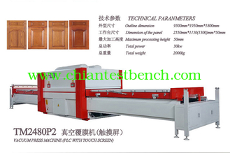 China TM2480P PLC touch screen operation PVC film vacuum membrane press machine for furniture supplier
